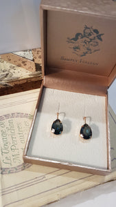 Smokey Blue Crystal Drop Earrings by Simply Italian