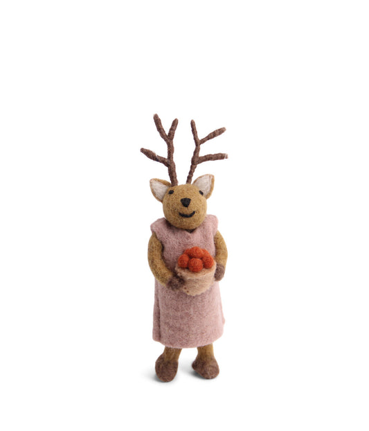 Gry and Sif Reindeer Girl (Brown) with Berries (Small)