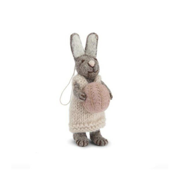 Gry and Sif Grey Bunny with Grey Dress and Lavender egg (Small)