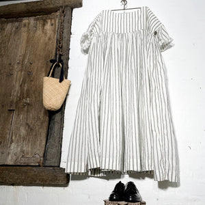 Anouk Paper Cotton Dress - Black & White Ticking by Meg by Design