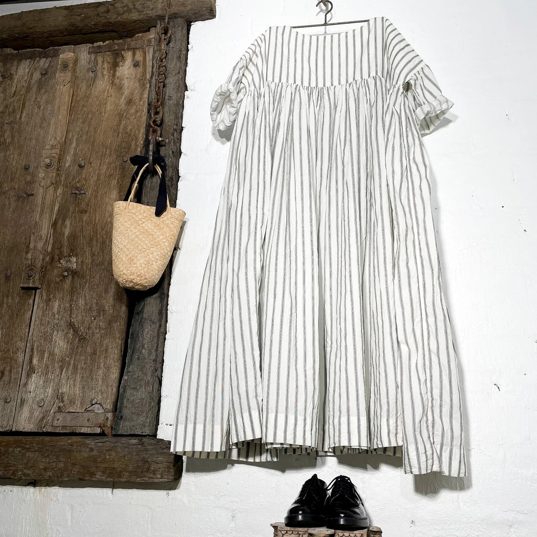Anouk Paper Cotton Dress - Black & White Ticking by Meg by Design