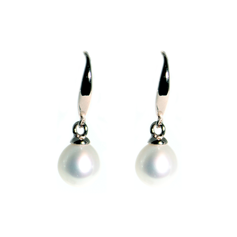 White Pearl Drop Earrings by Simply Italian