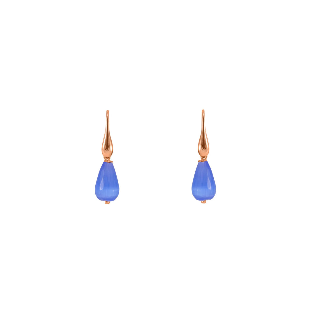 Simply Italian Blue Agate Drop Hook Earrings