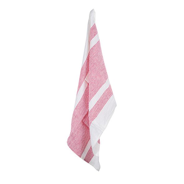 Woven Multi Stripe Tea Towel Red and White Stripe - by French Country Collections
