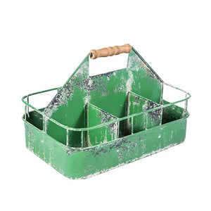 Vintage Inspired Green Metal Seed Crate