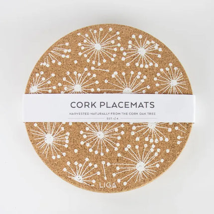 Liga Beach Dandelion Round Cork Placemats - Single
