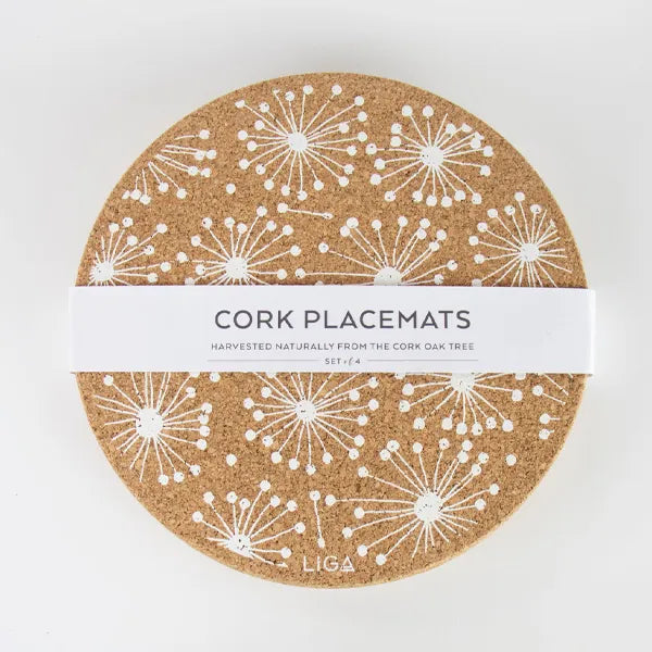 Liga Beach Dandelion Round Cork Placemats - Single