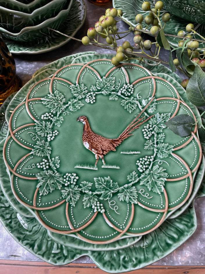 Bordallo Pinheiro Grove Pheasant Plate 24cm - hunting range ceramic plate made in Portugal, NZ stockist Villarosa Maison