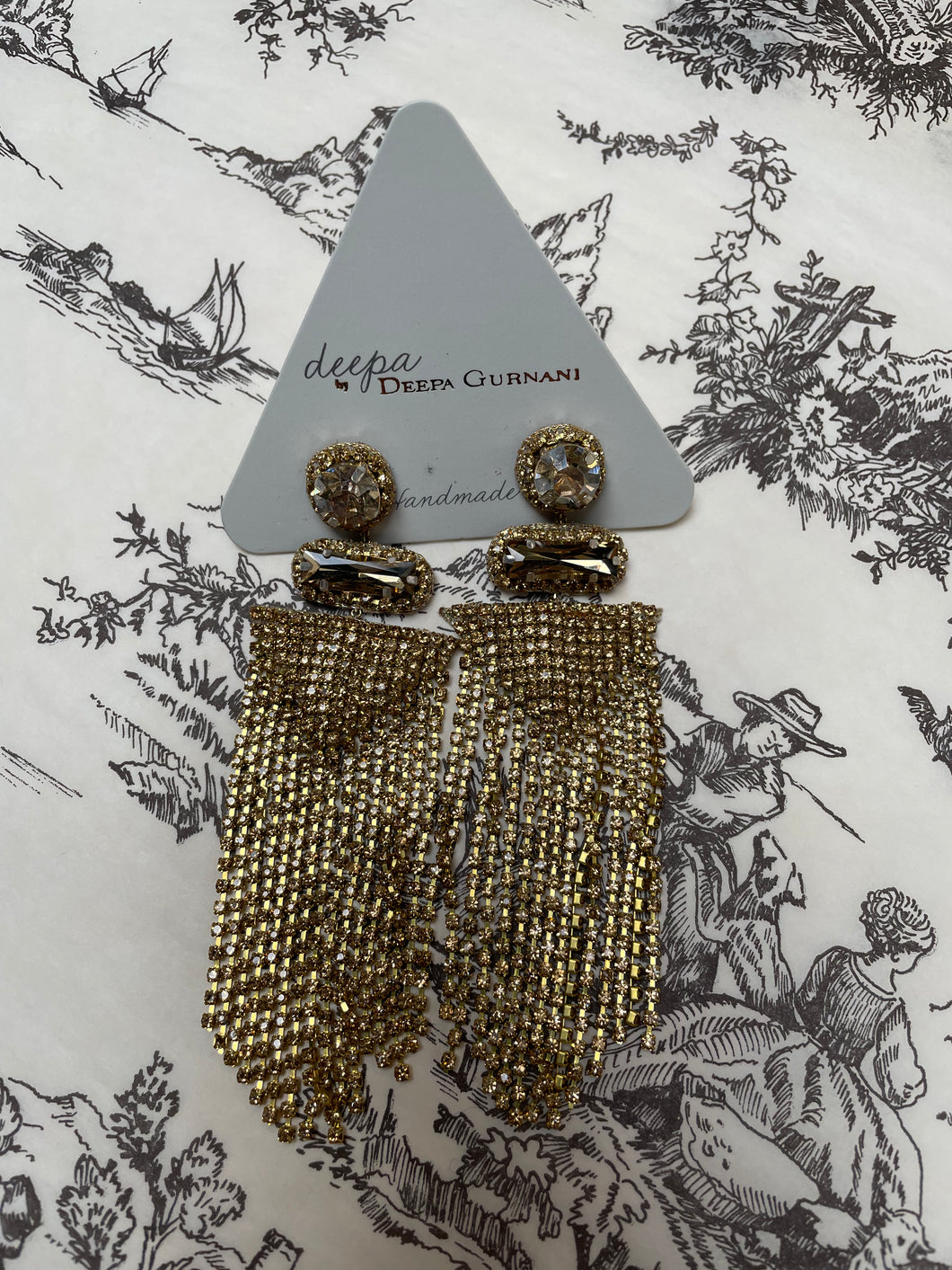 Deepa Gurnani Gold Chain Drop Earrings