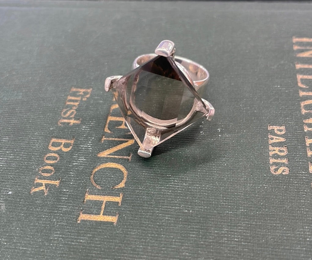 HD Silver Ring with Large Square Stone