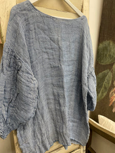 Puro lino Italiano - Puff Blue Shirt