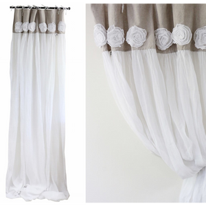 Tab Top Rose Voile Curtains