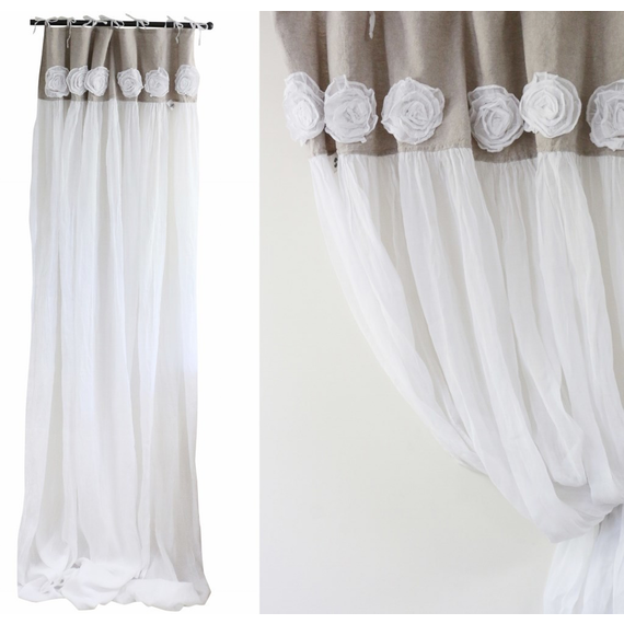 Tab Top Rose Voile Curtains