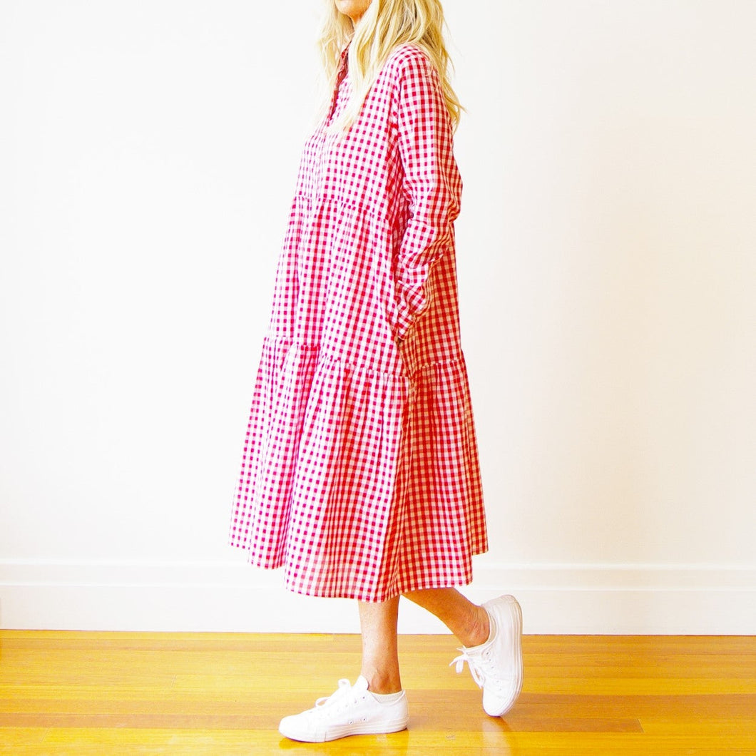 Cate Gingham Dress - Red by Who's Charlie