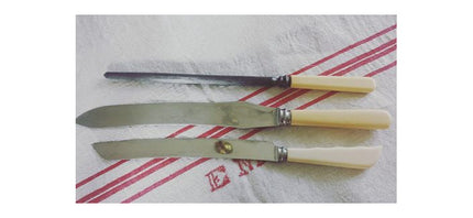 Vintage Bone Handled Bread Knife, Steel and Carving Knife